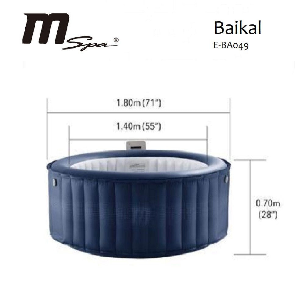 Pro6 M-SPA Baikal Inflatable 4 Person Hot Tub - Dimensions.