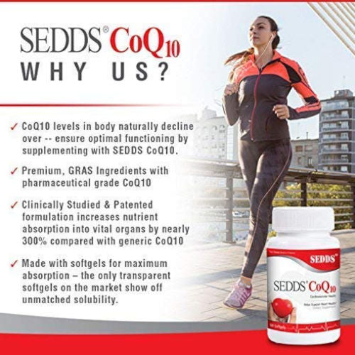 SEDDS CoQ10 Ubiquinol Cardiovascular Health Supplement - Featured Benefits.