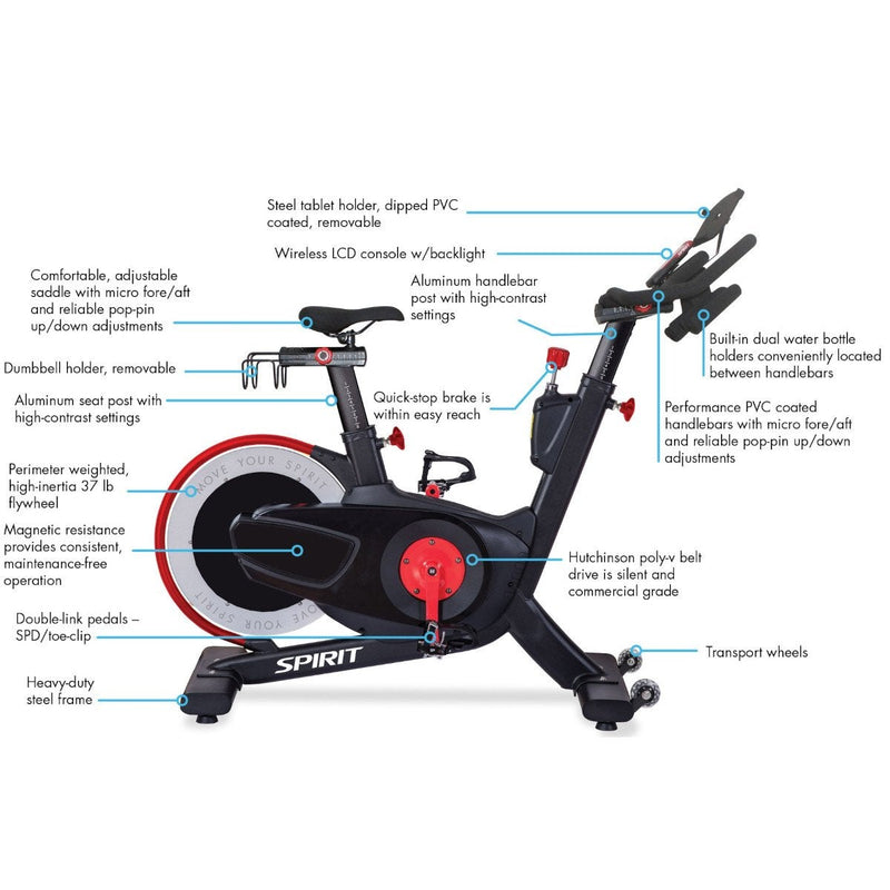 Spirit Fitness CIC850 Indoor Cycle Features.