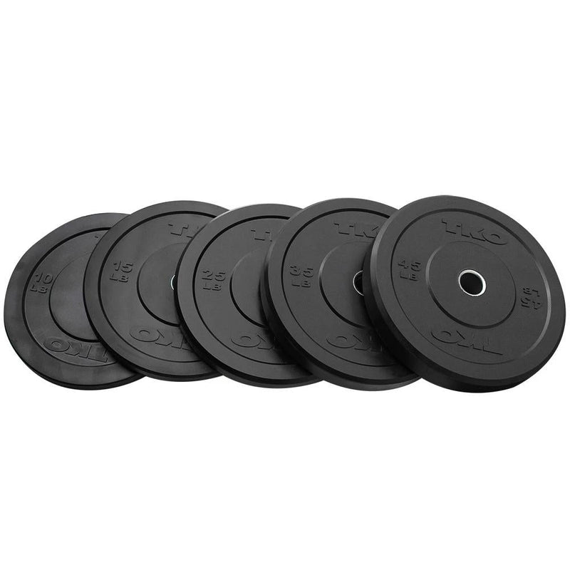 TKO 305 lb Rubber Bumper Plate Set Combo with TKO Olympic Bar