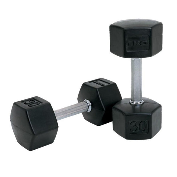 TKO Rubber Hex Dumbbells - 30 lb pair.