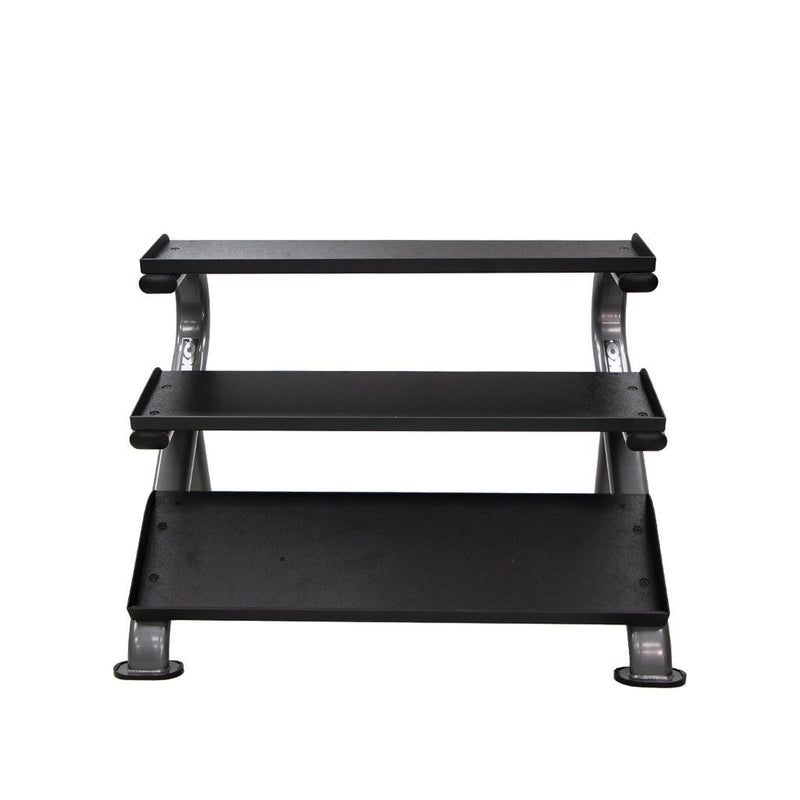 TKO 890HDR 3-Tier Horizontal Dumbbell Rack front view.
