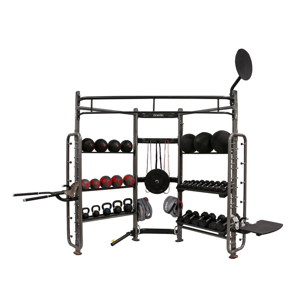 TKO 9906-B Group Functional Corner Unit - Shown with balls and kettlebells.