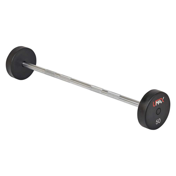 Umax Urethane Fixed Barbell - 50 lb with straight center.